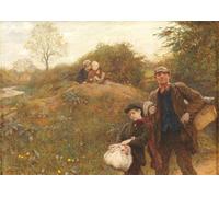 HRJUBWREE Classic Canvas Picture Art Canvas Print Modern Oil Painting Moving on by Hubert Von Herkomer Artwork on Wall for Home Decor 60x90cm
