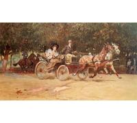 HRJUBWREE Classic Canvas Picture Art Canvas Print Modern Oil Painting Mrs. Sacher's Carriage in the Hauptallee of the Prater by Ludwig Artwork on Wall for Office Decor 60x90cm