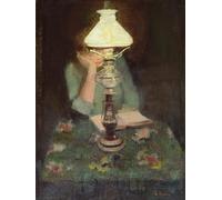 HRJUBWREE Classic Canvas Picture Art Canvas Print Modern Oil Painting Oda with Lamp by Christian Krohg Artwork on Wall for Office Decor 60x90cm