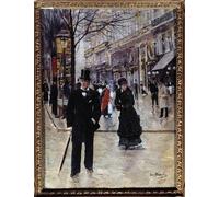 HRJUBWREE Classic Canvas Picture Art Canvas Print Modern Oil Painting on the Parisian Boulevard Scene by Jean Beraud Artwork on Wall for Office Decor 60x90cm