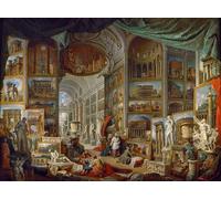 HRJUBWREE Classic Canvas Picture Art Canvas Print Modern Oil Painting Picture Gallery with Views of Ancient Roma Antica by Paolo Pannini Artwork on Wall for Home Decor 60x90cm