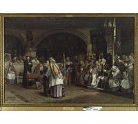 HRJUBWREE Classic Canvas Picture Art Canvas Print Modern Oil Painting Religious Discourse Between Olaus Petri and Peder Galle by Carl Gustaf Hellqvist Artwork on Wall for Office Decor 60x90cm