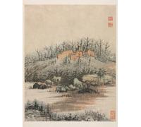 HRJUBWREE Classic Canvas Picture Art Canvas Print Modern Oil Painting Reminiscences of the Qinhuai River Qing Dynasty by Daoji Shitao Artwork on Wall for Office Decor 60x90cm