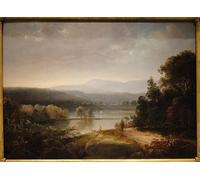 HRJUBWREE Classic Canvas Picture Art Canvas Print Modern Oil Painting River View with Hunters and Dogs by Doughty Artwork on Wall for Home Decor 60x90cm