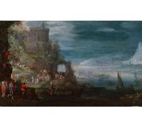 HRJUBWREE Classic Canvas Picture Art Canvas Print Modern Oil Painting Seascape and the Casting Out of Demons by Jan the Elder Brueghel Artwork on Wall for Home Decor 60x90cm