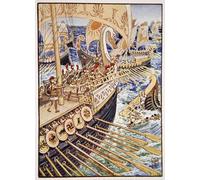 HRJUBWREE Classic Canvas Picture Art Canvas Print Modern Oil Painting Ship Dashed Against Ship Till the Persian Dead Strewed the Deep like Flowers by Walter Crane for Home Decor 60x90cm