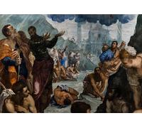 HRJUBWREE Classic Canvas Picture Art Canvas Print Modern Oil Painting St Augustine Heals the Lame Detail by Jacopo Robusti Tintoretto Artwork on Wall for Office Decor 60x90cm
