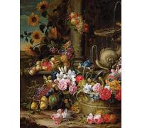 HRJUBWREE Classic Canvas Picture Art Canvas Print Modern Oil Painting Still Life of Fruit and Flowers by Gaspar Pieter Ii Verbruggen Artwork on Wall for Home Decor 60x90cm