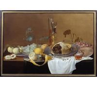 HRJUBWREE Classic Canvas Picture Art Canvas Print Modern Oil Painting Still Life with Pate by Cornelis De Heem Artwork on Wall for Home Decor 60x90cm