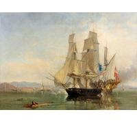 HRJUBWREE Classic Canvas Picture Art Canvas Print Modern Oil Painting the Action and Capture of the Spanish Xebec Frigate 'el Gamo' by Clarkson Stanfield Artwork on Wall for Home Decor 60x90cm