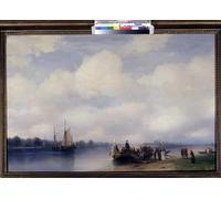 HRJUBWREE Classic Canvas Picture Art Canvas Print Modern Oil Painting the Arrival of Peter the Great or Peter I of Russia by Ivan Konstantinovich Aivazovsky Artwork on Wall for Office Decor 60x90cm