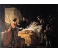 HRJUBWREE Classic Canvas Picture Art Canvas Print Modern Oil Painting the Death of Leonardo Da Vinci in by Francois Guillaume Menageot Artwork on Wall for Home Decor 60x90cm