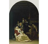 HRJUBWREE Classic Canvas Picture Art Canvas Print Modern Oil Painting the Doctors' Visit by Frans Van Mieris Artwork on Wall for Office Decor 60x90cm