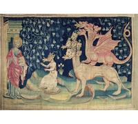 HRJUBWREE Classic Canvas Picture Art Canvas Print Modern Oil Painting the Dragons Vomiting Frogs No. From the Apocalypse of Angers by Nicolas Bataille Artwork on Wall for Home Decor 60x90cm