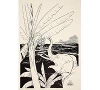 HRJUBWREE Classic Canvas Picture Art Canvas Print Modern Oil Painting the Elephant's Child Going to Pull Bananas off a Banana Tree by Rudyard Artwork on Wall for Office Decor 60x90cm