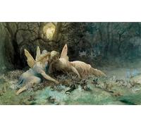 HRJUBWREE Classic Canvas Picture Art Canvas Print Modern Oil Painting the Fairies a Scene Drawn From William Shakespeare by Gustave Dore Artwork on Wall for Office Decor 60x90cm