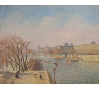 HRJUBWREE Classic Canvas Picture Art Canvas Print Modern Oil Painting the Louvre Morning Sunlight by Camille Pissarro Artwork on Wall for Home Decor 60x90cm