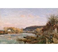HRJUBWREE Classic Canvas Picture Art Canvas Print Modern Oil Painting the Seine At Bougival by Camille Jacob Pissarro Artwork on Wall for Home Decor 60x90cm