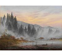 HRJUBWREE Classic Canvas Picture Art Canvas Print Modern Oil Painting The times of day: The morning by Caspar David Friedrich Artwork on Wall for Office Decor 60x90cm