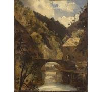 HRJUBWREE Classic Canvas Picture Art Canvas Print Modern Oil Painting Water Mill Thiers Theodore Rousseau Artwork on Wall for Home Decor 60x90cm