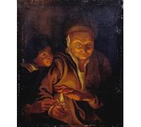 HRJUBWREE Famous Paintings Pictures Artwork Picture a Boy Lighting a Candle From One Held by Peter Paul Rubens Photo Wall Print for Office Decor 60x90cm