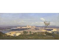 HRJUBWREE Famous Paintings Pictures Artwork Picture Avignon from the West by Jean Baptiste Camille Corot Photo Wall Print for Home Decor 60x90cm