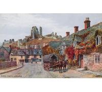 HRJUBWREE Famous Paintings Pictures Artwork Picture Corfe Castle and Village by Alfred Robert Quinton Photo Wall Print for Office Decor 60x90cm