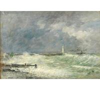 HRJUBWREE Famous Paintings Pictures Artwork Picture Entrance to the Harbour At Le Havre in Stormy Weather by Eugene Louis Boudin Photo Wall Print for Office Decor 60x90cm