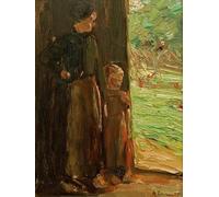 HRJUBWREE Famous Paintings Pictures Artwork Picture Farmer with child under the door by Max Liebermann Photo Wall Print for Home Decor 60x90cm