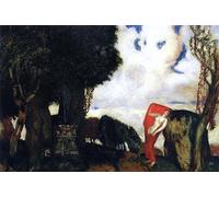 HRJUBWREE Famous Paintings Pictures Artwork Picture Iphigenia in Aulis By von Stuck Photo Wall Print for Home Decor 60x90cm