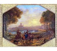 HRJUBWREE Famous Paintings Pictures Artwork Picture Landscape with the Port of Santa Marinella by Claude Lorrain Photo Wall Print for Home Decor 60x90cm