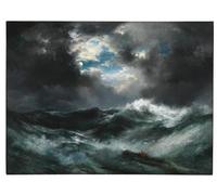 HRJUBWREE Famous Paintings Pictures Artwork Picture Moonlit Shipwreck At Sea by Moran Photo Wall Print for Home Decor 60x90cm