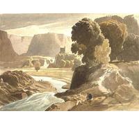HRJUBWREE Famous Paintings Pictures Artwork Picture Mountainous Landscape with a Castle by Cornelius Varley Photo Wall Print for Office Decor 60x90cm