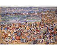 HRJUBWREE Famous Paintings Pictures Artwork Picture on the Beach St Malo by Maurice Brazil Prendergast Photo Wall Print for Home Decor 60x90cm
