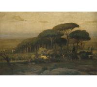 HRJUBWREE Famous Paintings Pictures Artwork Picture Pine Grove of the Barberini Villa George Inness Photo Wall Print for Office Decor 60x90cm