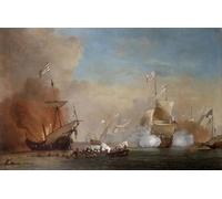 HRJUBWREE Famous Paintings Pictures Artwork Picture Pirates Attacking a British Navy Ship by Willem Van De Velde the Younger Photo Wall Print for Home Decor 60x90cm