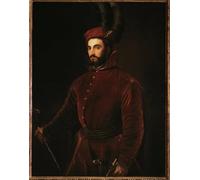 HRJUBWREE Famous Paintings Pictures Artwork Picture Portrait of Ippolito De Medici by Tiziano Vecelli Photo Wall Print for Office Decor 60x90cm