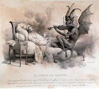 HRJUBWREE Famous Paintings Pictures Artwork Picture Saw a Devil Playing Violin by Louis Leopold Boilly Photo Wall Print for Office Decor 60x90cm
