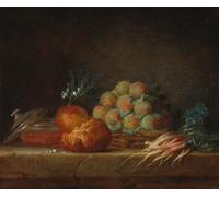 HRJUBWREE Famous Paintings Pictures Artwork Picture Still Life with Brioche Fruit and Vegetables by Anne Vallayer Coster Photo Wall Print for Home Decor 60x90cm