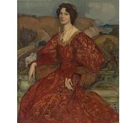 HRJUBWREE Famous Paintings Pictures Artwork Picture Sybil Waller in a Red and Gold Dress by George Lambert Photo Wall Print for Office Decor 60x90cm