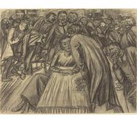 HRJUBWREE Famous Paintings Pictures Artwork Picture the Couple in the Crowd by Ernst Barlach Photo Wall Print for Office Decor 60x90cm