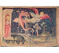 HRJUBWREE Famous Paintings Pictures Artwork Picture the Dragon Pursuing the Woman From the Apocalypse of Angers by Nicolas Bataille Photo Wall Print for Office Decor 60x90cm