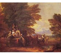 HRJUBWREE Famous Paintings Pictures Artwork Picture the Harvest Wagon by Thomas Gainsborough Photo Wall Print for Office Decor 60x90cm