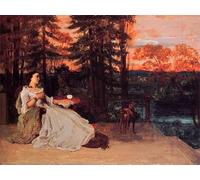 HRJUBWREE Famous Paintings Pictures Artwork Picture the Lady of Frankfurt by Gustave Courbet Photo Wall Print for Home Decor 60x90cm