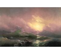 HRJUBWREE Famous Paintings Pictures Artwork Picture the Ninth Wave by Ivan Konstantinovich Aivazovsky Photo Wall Print for Office Decor 60x90cm