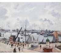 HRJUBWREE Famous Paintings Pictures Artwork Picture the Outer Harbour of Le Havre Morning Sun by Camille Jacob Pissarro Photo Wall Print for Office Decor 60x90cm
