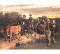 HRJUBWREE Famous Paintings Pictures Artwork Picture the Peasants of Flagey Returning From the Fair Ornans by Gustave Courbet Photo Wall Print for Office Decor 60x90cm