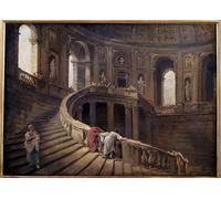 HRJUBWREE Famous Paintings Pictures Artwork Picture the Revolving Staircase of Palazzo Farnese a Caprarola Painting by Hubert Robert Photo Wall Print for Office Decor 60x90cm