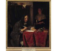 HRJUBWREE Famous Paintings Pictures Artwork Picture the Writer a Servant Enliven a Candle Writer So That He Can Write by Gabriel Metsu Photo Wall Print for Home Decor 60x90cm