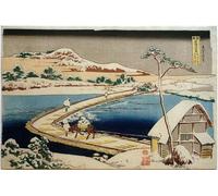 HRJUBWREE Famous Paintings Pictures Artwork Picture View of The Former Boat Bridge At Sano In Kôzuke Province by Katsushika Hokusai Photo Wall Print for Office Decor 60x90cm